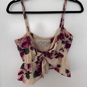 Stone Cold Fox 100% Silk Floral Crop Top